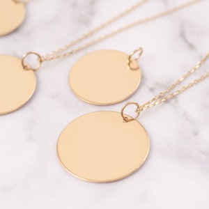 14K Solid Actual Dog Cat Paw Nose Print Necklace, Personalized Dainty Disc Pendant Necklace, Engravable Custom Pet Paw Print Necklace Gift image 2