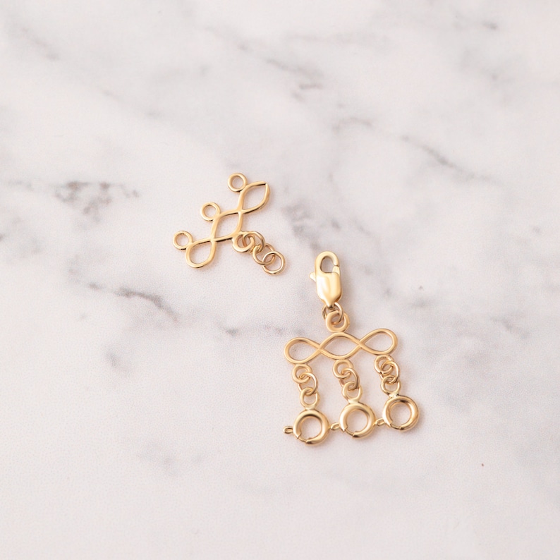 14k 18k Solid Gold 3 Strand Necklace Separator Clasp Multiple Etsy