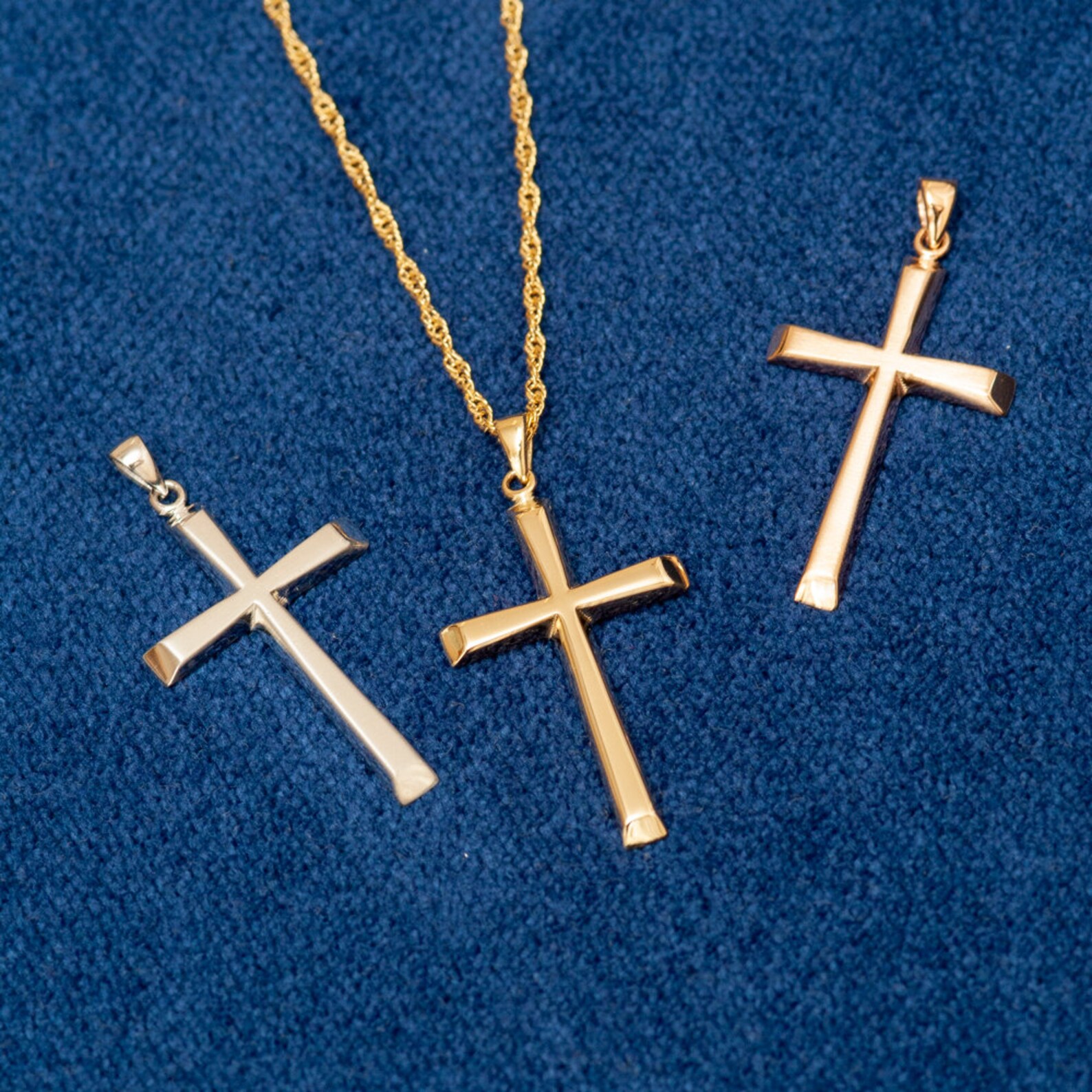 14K 18k Solid Gold Cross Necklace Elegant Cross Gold Pendant Etsy