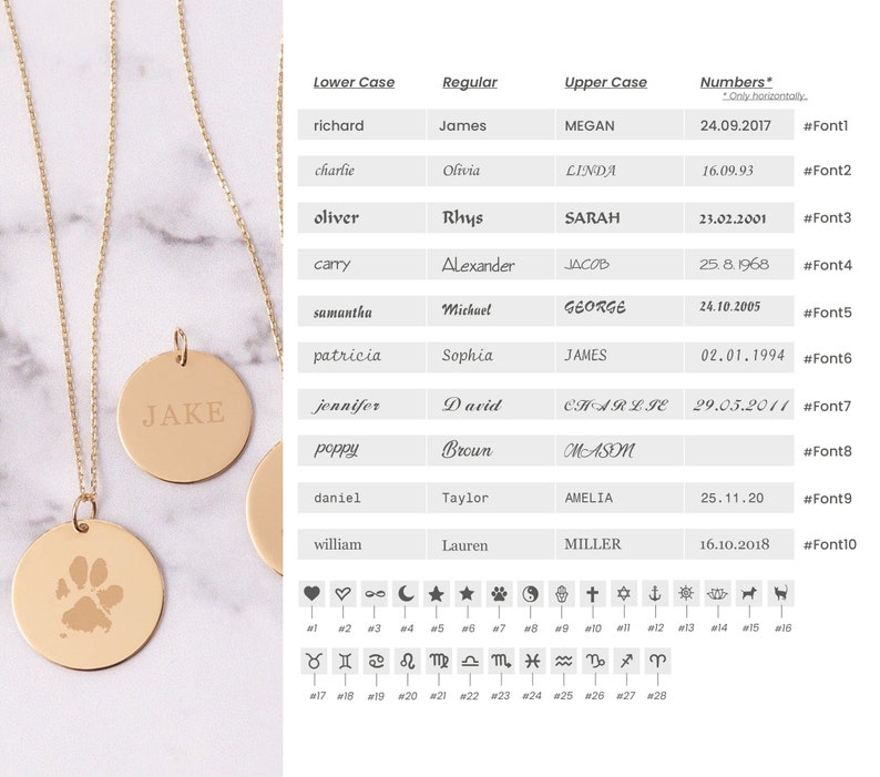 14K Solid Actual Dog Cat Paw Nose Print Necklace, Personalized Dainty Disc Pendant Necklace, Engravable Custom Pet Paw Print Necklace Gift image 10