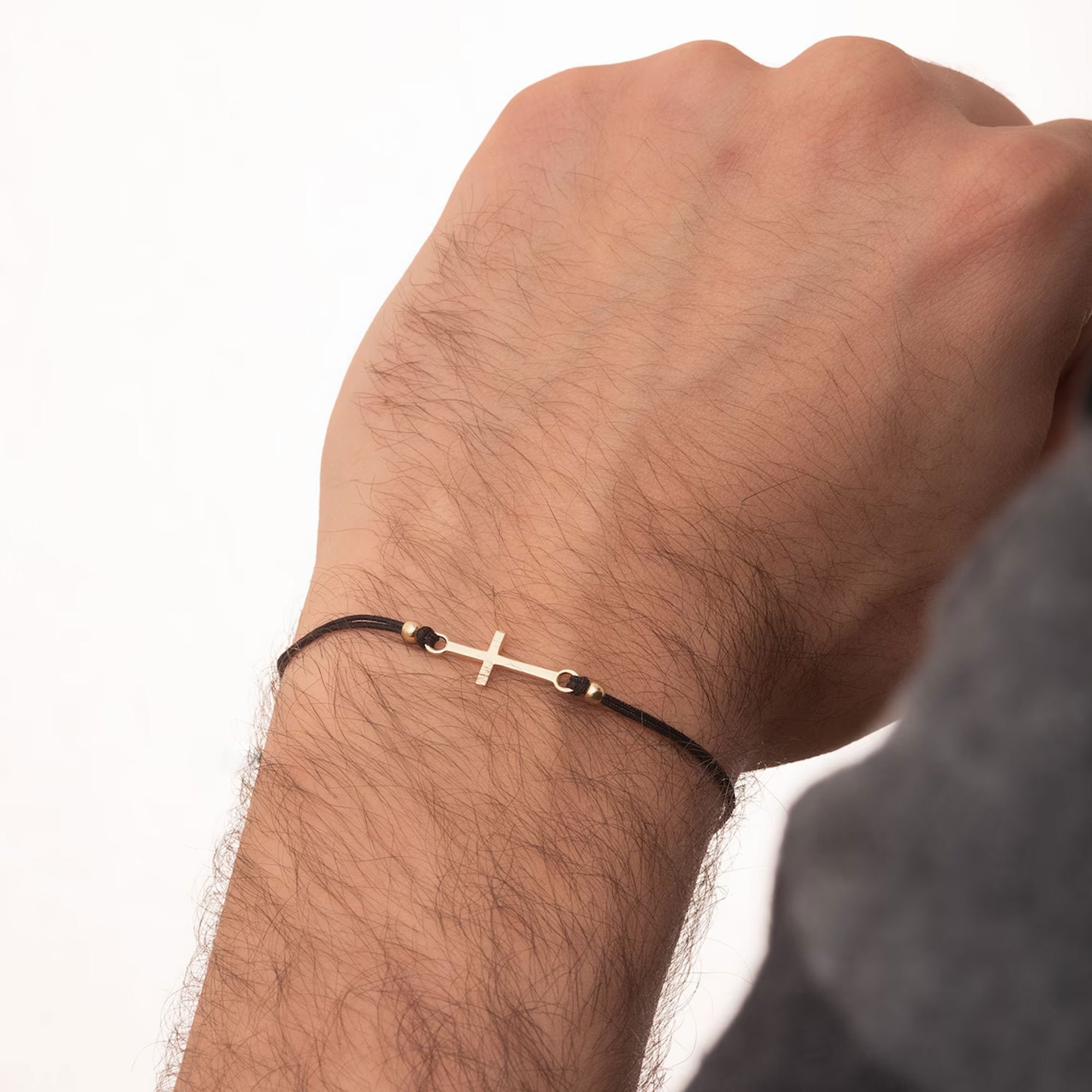Gold cross bracelet mens sale