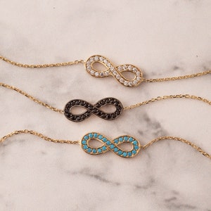 14K Solid Gold Infinity Frendship Bracelet, Dainty Forever Love Infinity Gold Chain Bracelet is a Great Gift For Her, Gift For Women