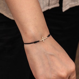 Bracelet En Or 18K (750 Millièmes) Macramé Fil Noir - Avec Pendentif Main De Fatima - Neuf