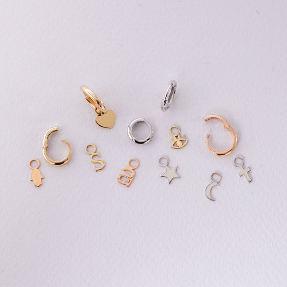 14K 18K Solid Gold Small Tiny Charms for Hoop Earrings, Dainty Everyday  Gold Figures for Earrings, Custom Handmade Charms, Cute Gift for Her -   Denmark