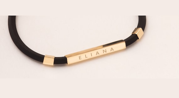 14K 18K Real Gold Personalized Bar Bracelet, Custom Engrave