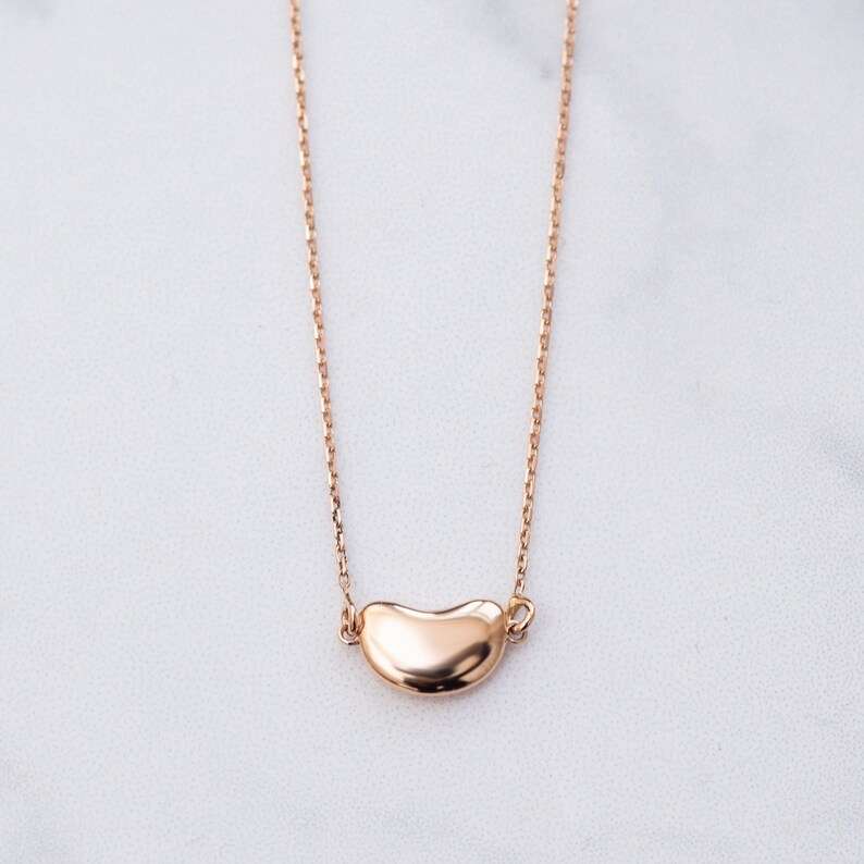 14k 18k Gold Little Bean Necklace Gold bean necklace in Etsy