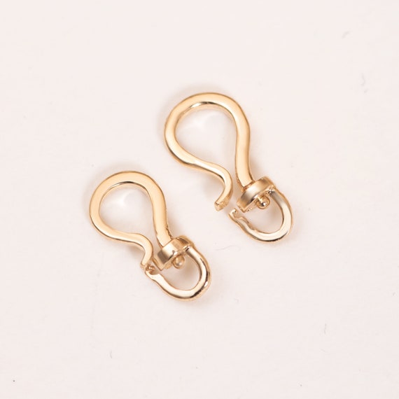 14K 18K Solid Gold Swivel S Hook, Hinge Hook Real Solid Gold Clasp, Oval  Link Lock Jump Ring Bail Real Gold Enhancer for Charms Pendants 