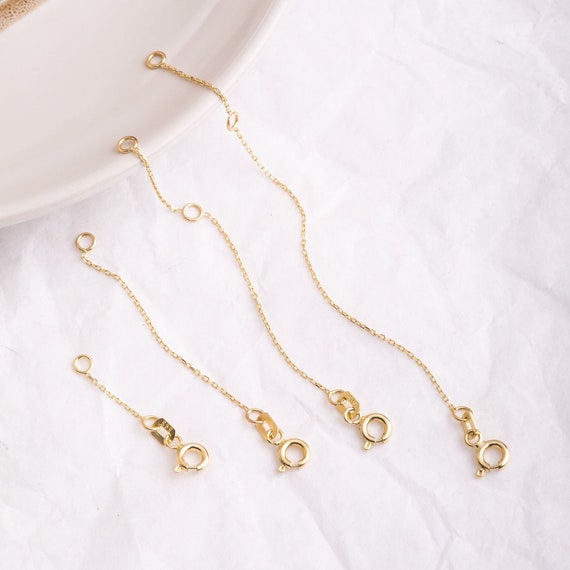 14k 18K Solid Gold Necklace or Bracelet Extender Chain, Adjustable Gold  Extender Link, Spring Ring Clasp, Jewelry Chain Extender 1 2 3 4 