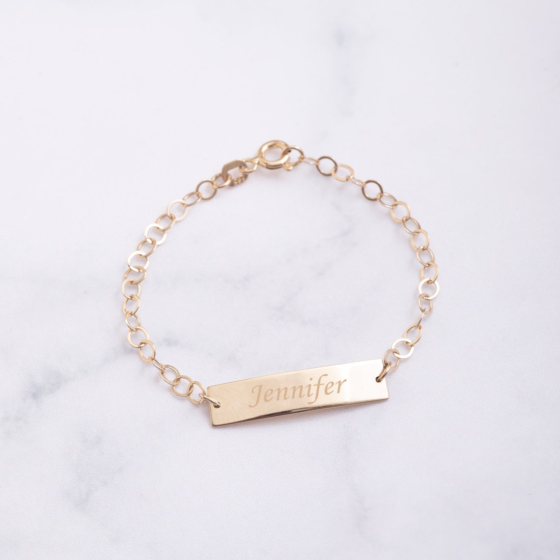 14K Real Gold Baby ID Bracelet Personalize Baby Girl Boy Etsy