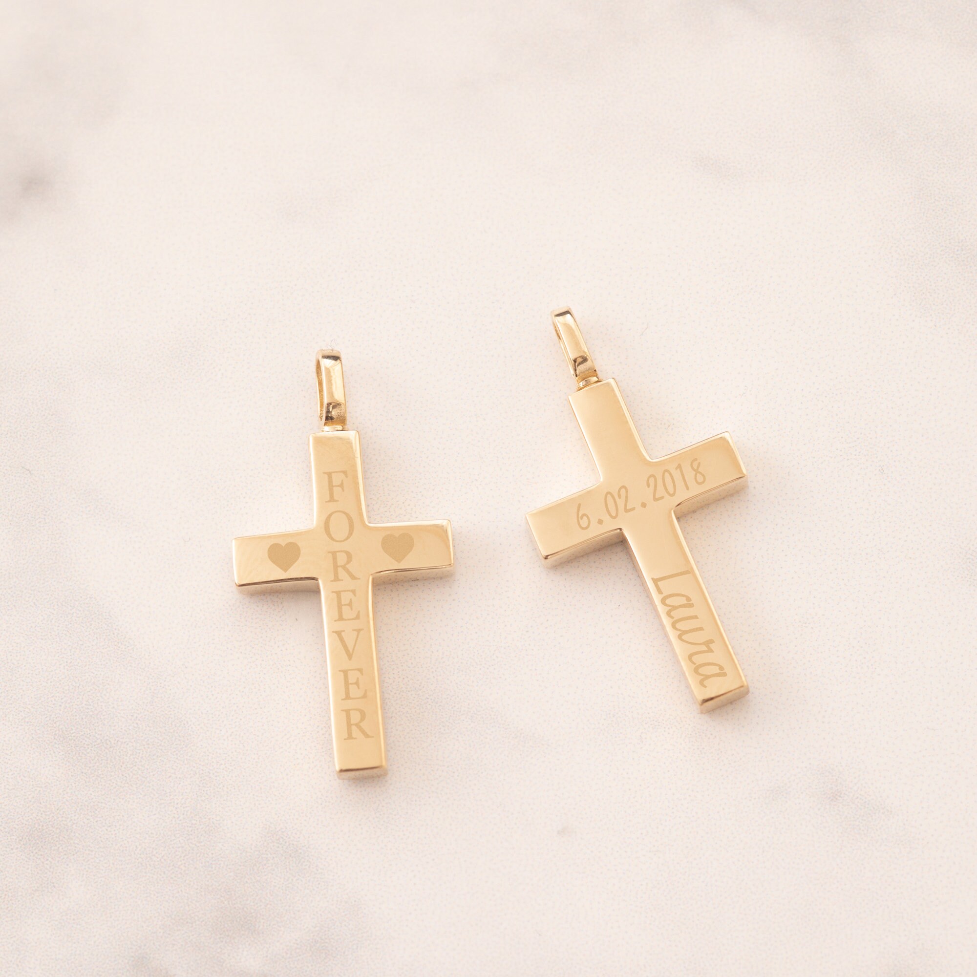 Men s 14K 18K Gold Custom Cross Cremation Urn Bar Necklace Two