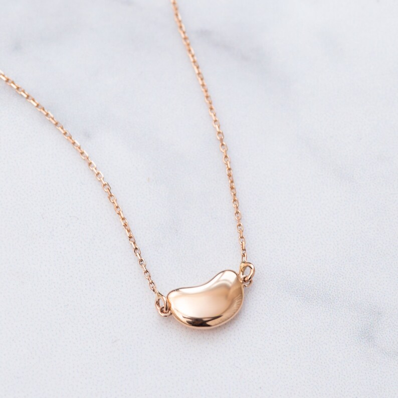 14k 18k Gold Little Bean Necklace Gold Bean Necklace in Etsy