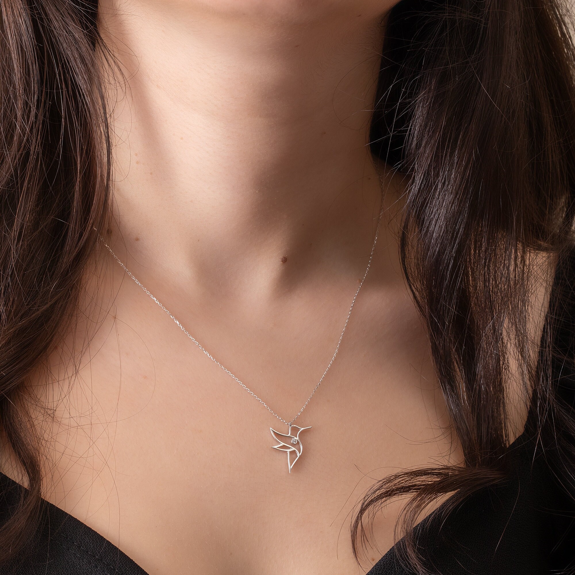 YYFHHK Mooie Kolibrie Ketting 925 Sterling Zilveren Vogel Ketting Kristallen Ketting Vrouwelijke Sieraden Valentijnsdag Cadeau