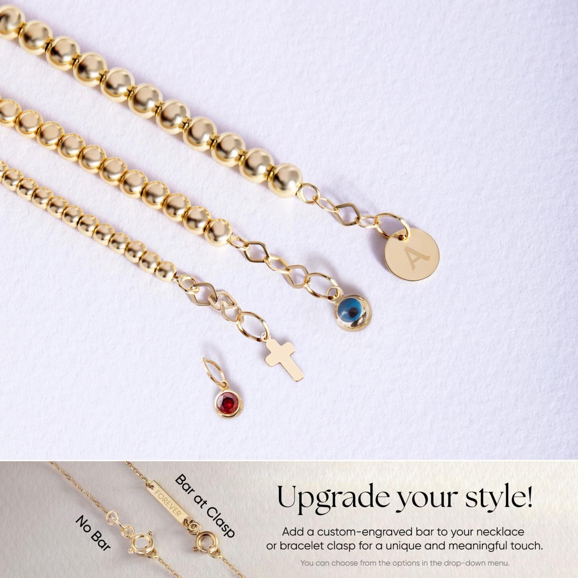 Pulsera Con Cuentas De Oro Para Mujer, Cadena Chapada En Oro | Envío Gratis
