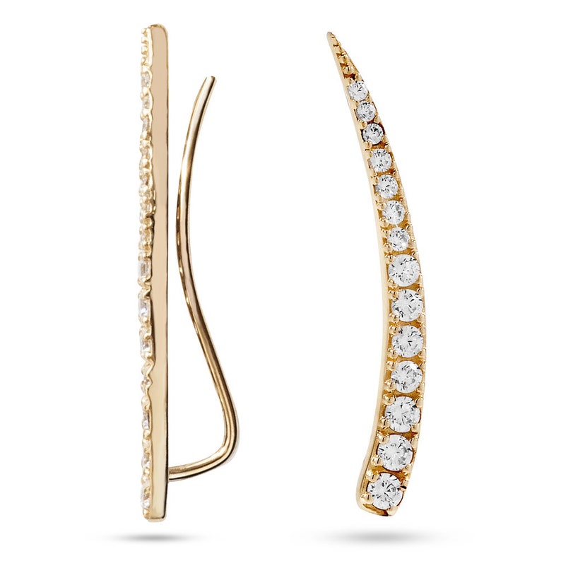 14K 18k Solid Gold Climber Earring 14K Gold Arch Climber Etsy