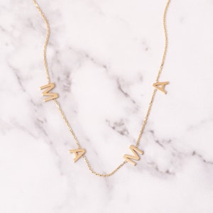 Colar com letra MAMA em ouro maciço 14K 18K para mulheres, primeiro presente de dia das mães da filha, colares para nova mãe, presentes para a sogra para ela