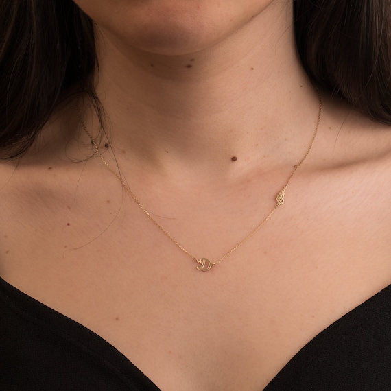 Angel wing shop initial necklace