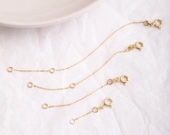 14k 18K Solid Gold Necklace or Bracelet Extender, Make Your Necklace or Bracelet DIY Adjustable in Length, Adjustable Extension Chain Link