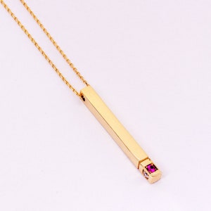 14K 18K Personalized 3d Gold Bar Necklace, Birthstone Name Necklace ...