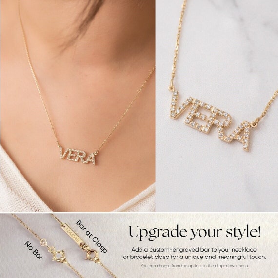 Diamond cz cheap name necklace
