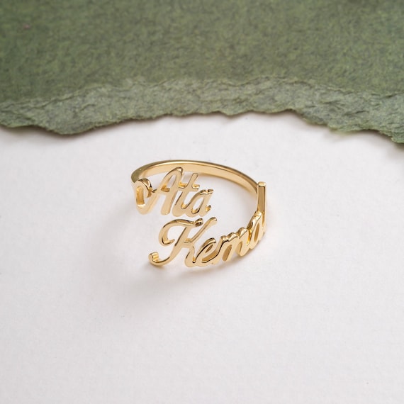 Buy Personalized Gold name ring custom letter finger size mom, sister, prom  party. Name plate rings. gift for friends, kids. initial ring.10, 14k  yellow gold or white gold Lee113dc-10K (yellow-gold, 6) Online