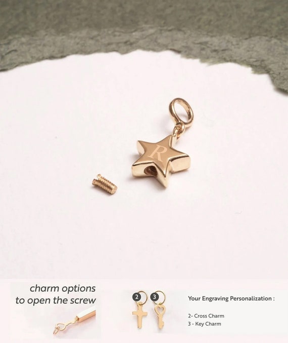 Star Urn 14k 18k Solid Gold Pendant for Necklace or Bracelet