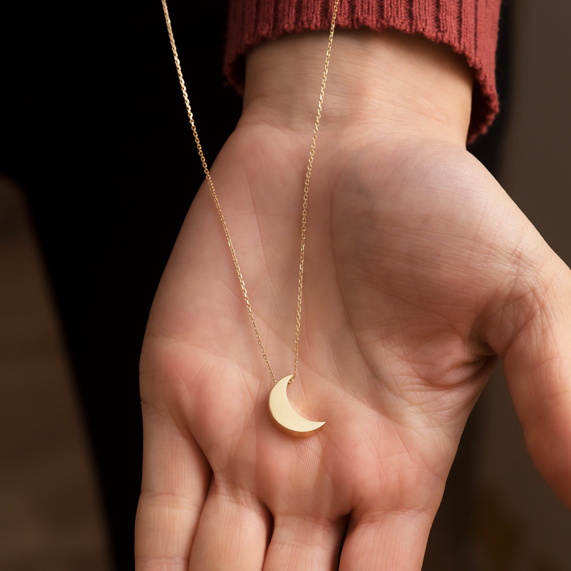 Real Gold Moon Cremation Urn Necklace 