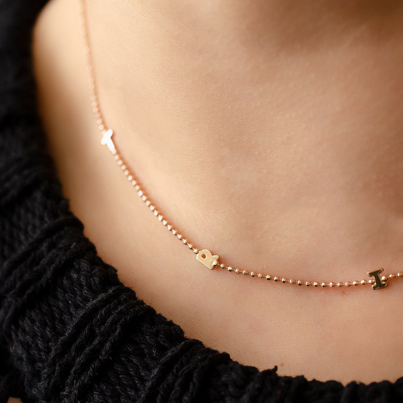 Sideways Initial 14k Gold Necklace Minimal Initial Sideways | Etsy