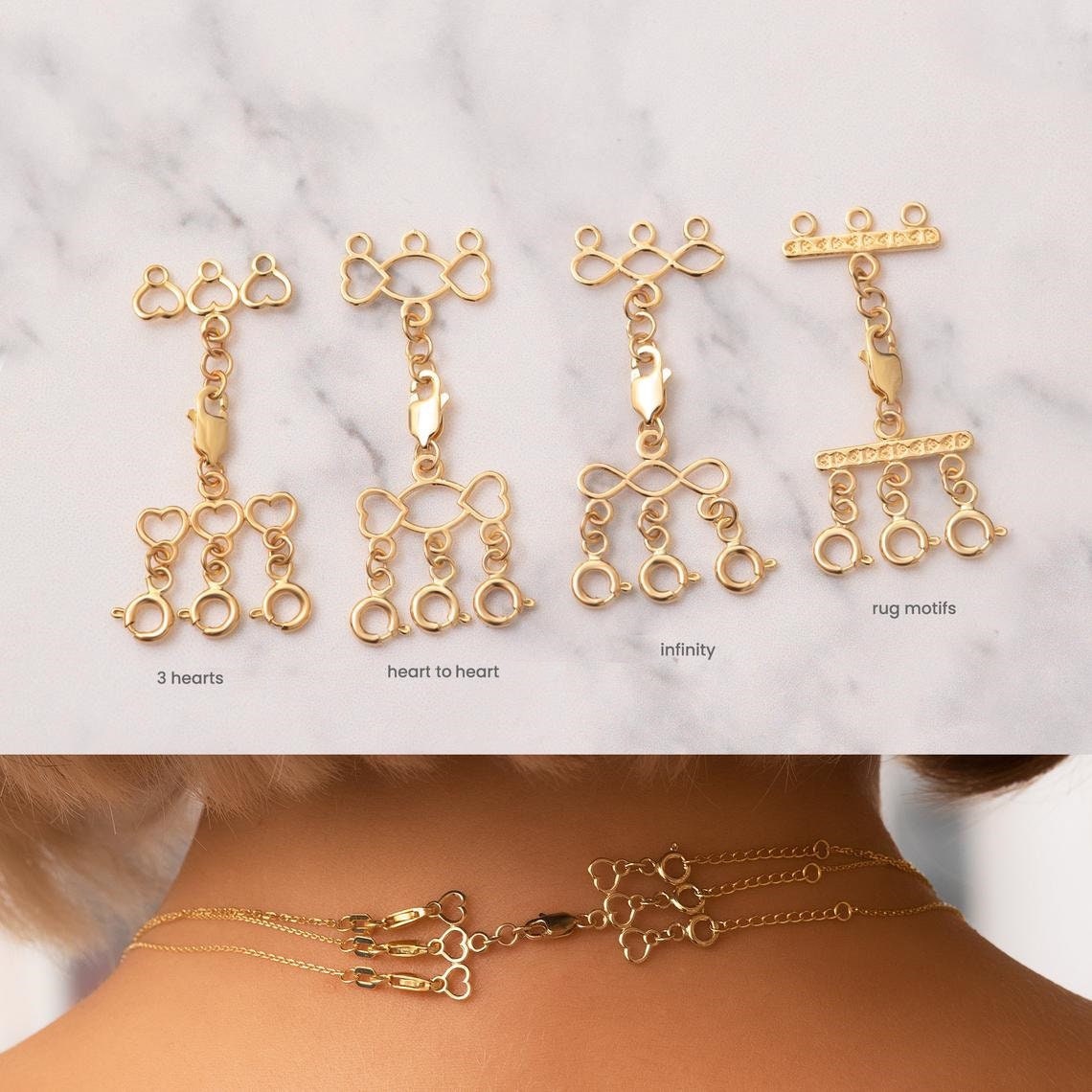 Qulltk Lucky Necklace Layering Clasps 18K Gold And Silver Separator For  Stackable Necklaces Chains,Multiple Necklace Clasps And Closure