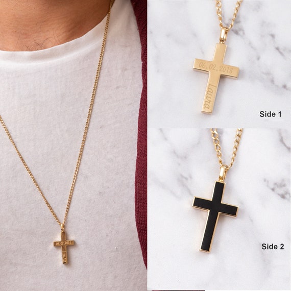 Mens cremation clearance cross necklace