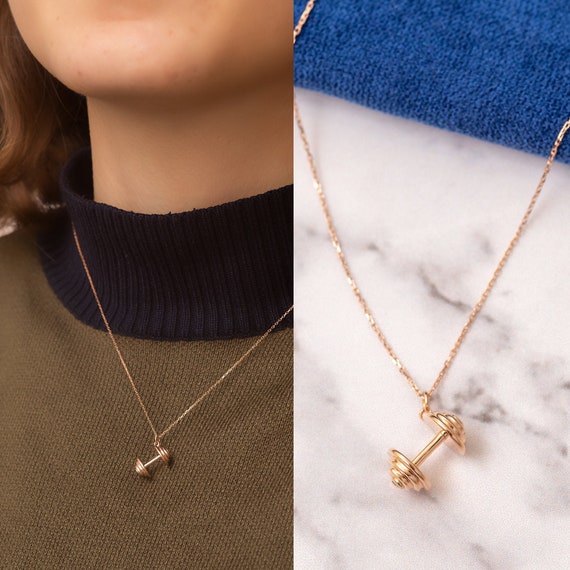 Diamond dumbbell shop necklace