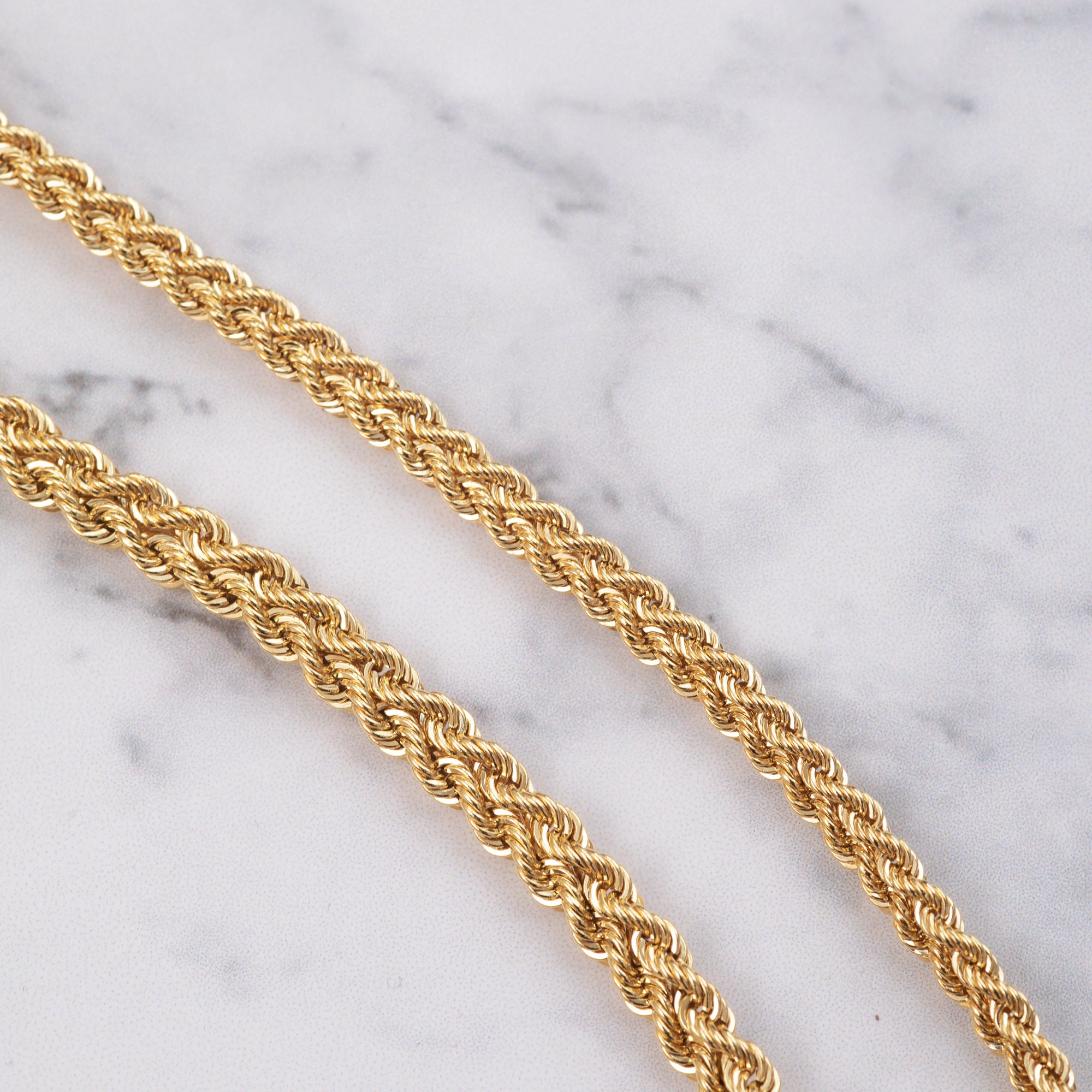 14k Real Gold Wide Rope Chain 14 Karat Yellow Gold Rope Etsy