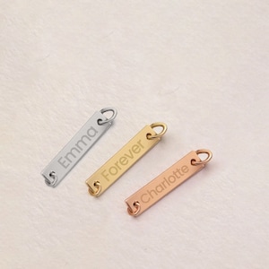 14K oder 18K Solid Gold Tiny Bar Tag Add-on Verfügbar für bestehende BESTELLUNG, kundenspezifische gravierte zierliche Bar Tag am Verschluss für Halskette Armband