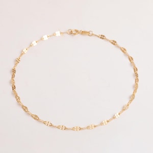 14K Gold Lucky Clover Bracelet, Dainty Minimalist Chain, Four Leaf Clover Jewelry, Solid Gold Thin Bracelet, Good Luck Gift for Her