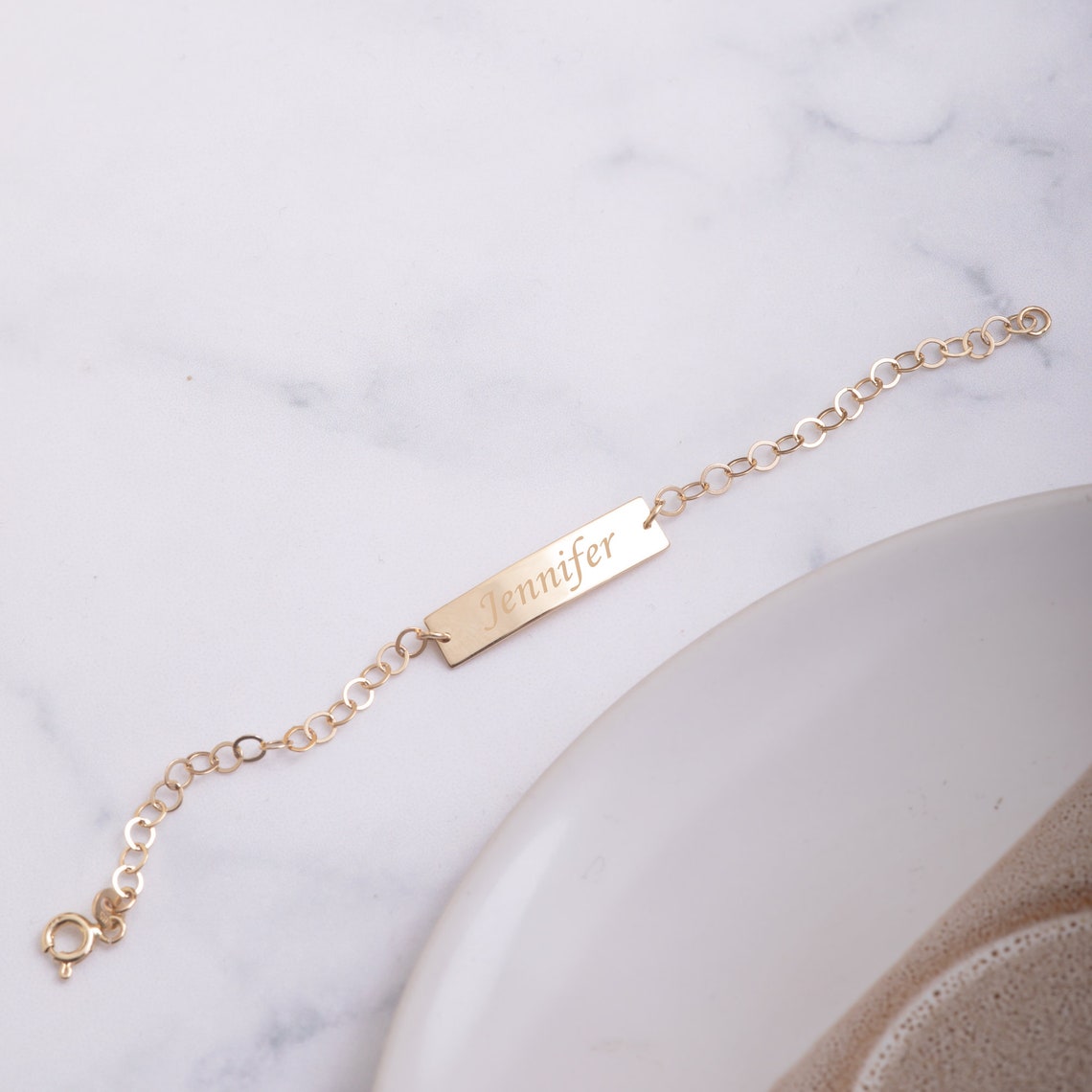 14K Real Gold Baby ID Bracelet Personalize Baby Girl Boy Etsy