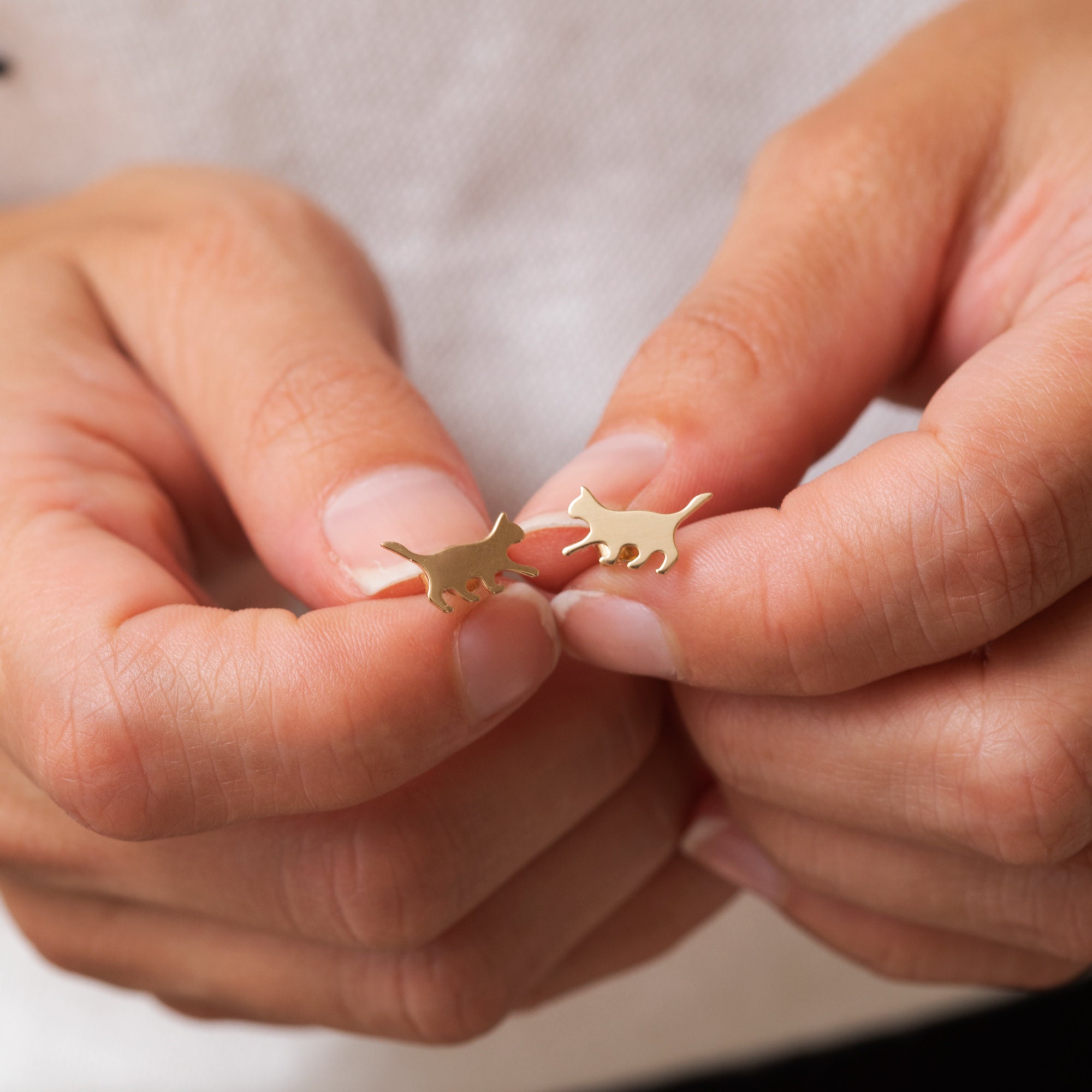 30pcs-S053 jewelry 18k gold cat and fish bone Stud Post earring Jewelry