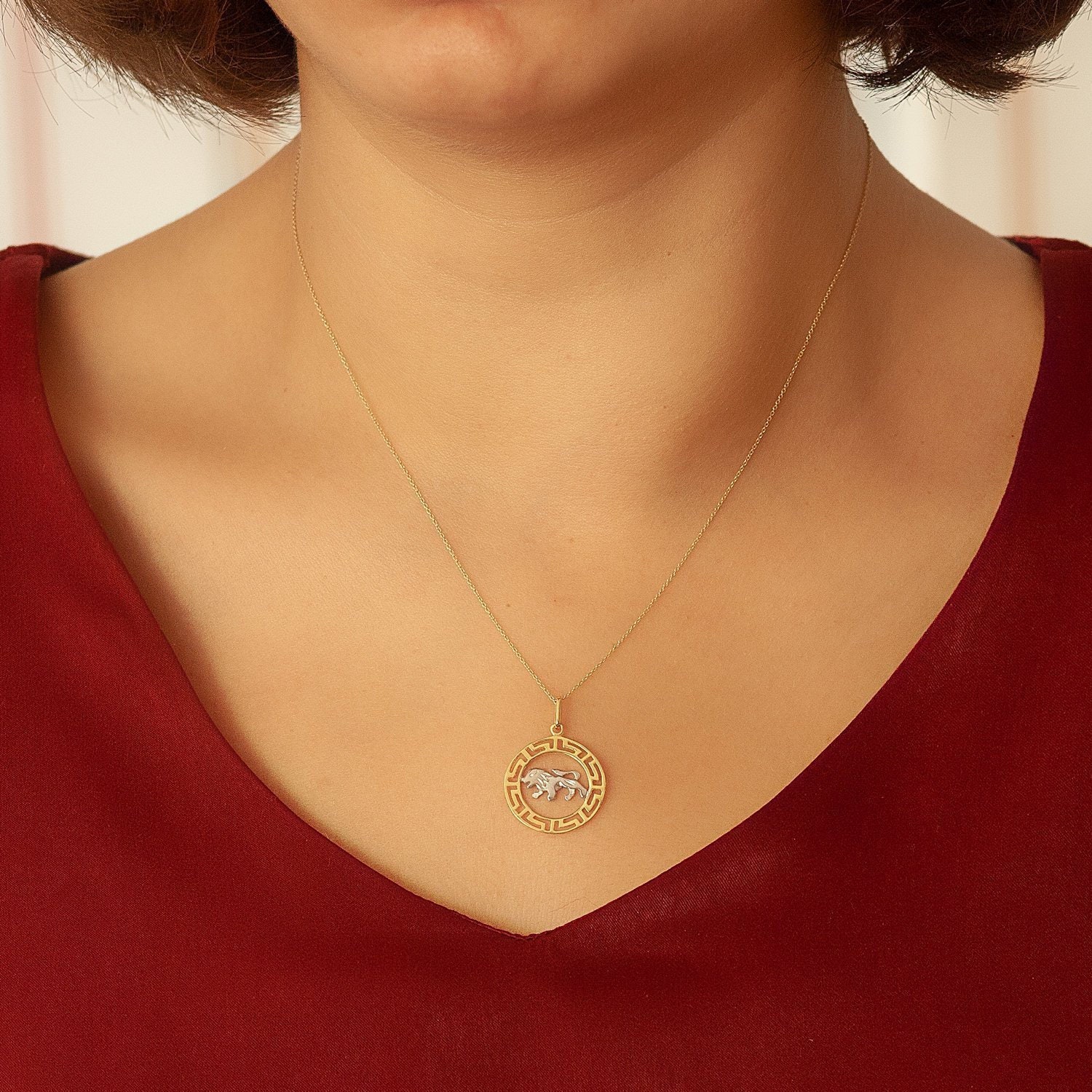 14k Gold Zodiac Leo Necklace Leo 