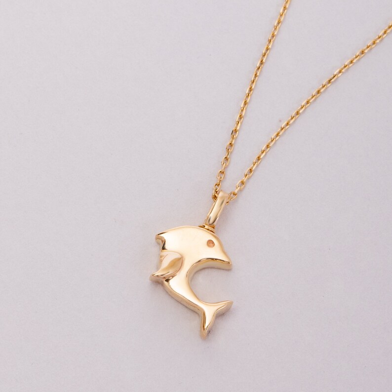Dolphin Cremation Urn Necklace 14K 18K Solid Gold Custom Etsy