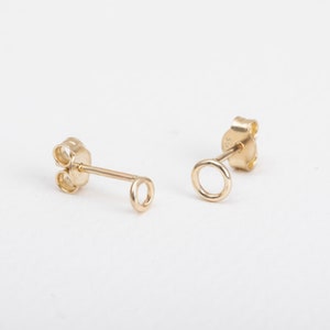 3 / 4 / 5 mm Open Circle Stud Earrings in 14K 18K SOLID Gold, Circle Dainty Stud Earrings Minimalist Circle Earrings Gift For Her Gift/Him