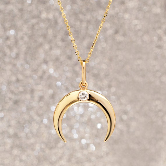 14k gold cheap moon necklace