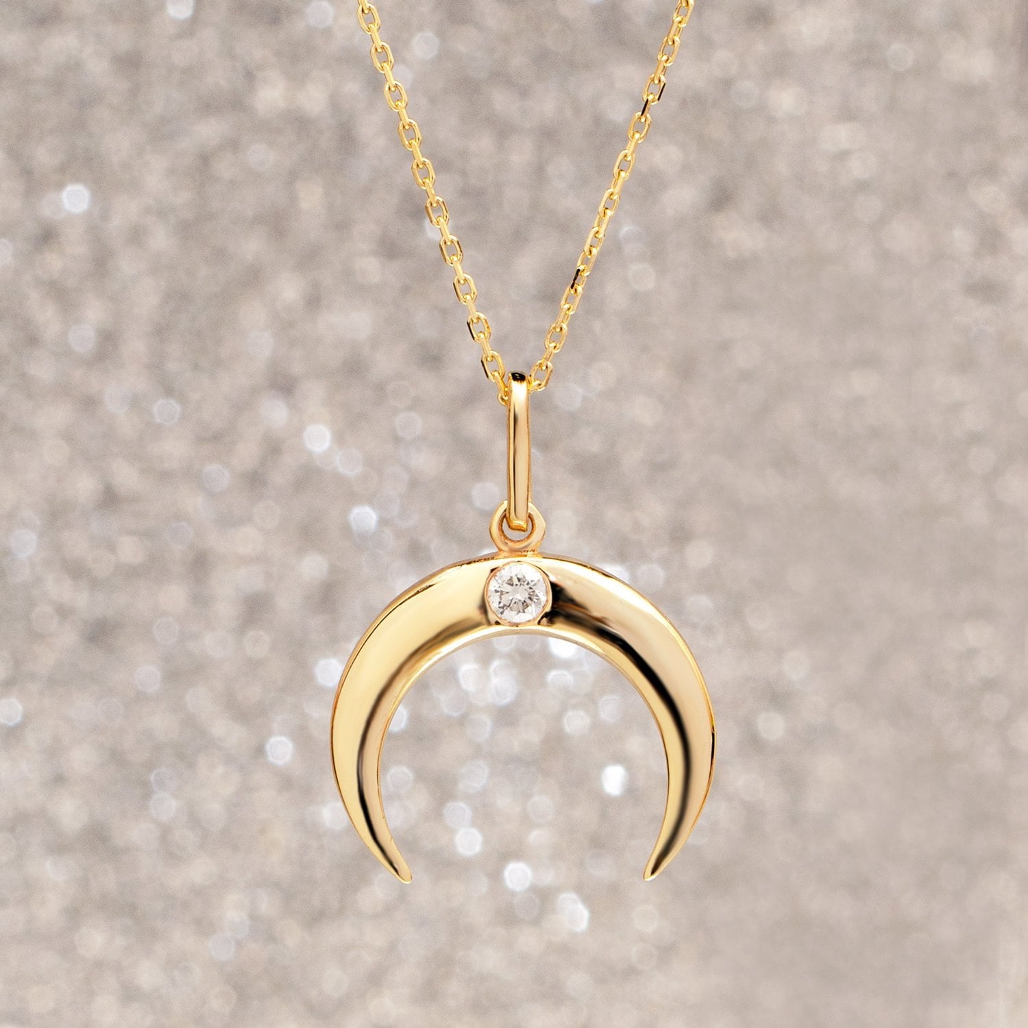 Solid gold 2024 moon pendant