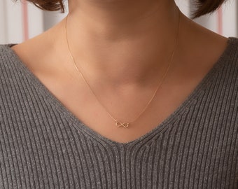 14K 18K ゴールドネックレス インフィニティネックレス、本物の