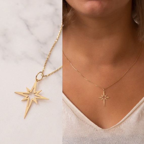 Amazon.com: Allereyae Vintage Layered Rhinestone Northstar Necklace Crystal Star  Pendant Necklace Gold Cz Starburst Choker Necklace Double Star Necklace  Jewelry for Women and Girls (Gold) : Clothing, Shoes & Jewelry