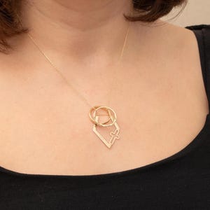14K & 18K Solid Gold Kreuz Ring Halter Halskette - Minimalistisches Christliches Schmuck Geschenk für Taufe, Konfirmation oder Hochzeitsgeschenk für Sie