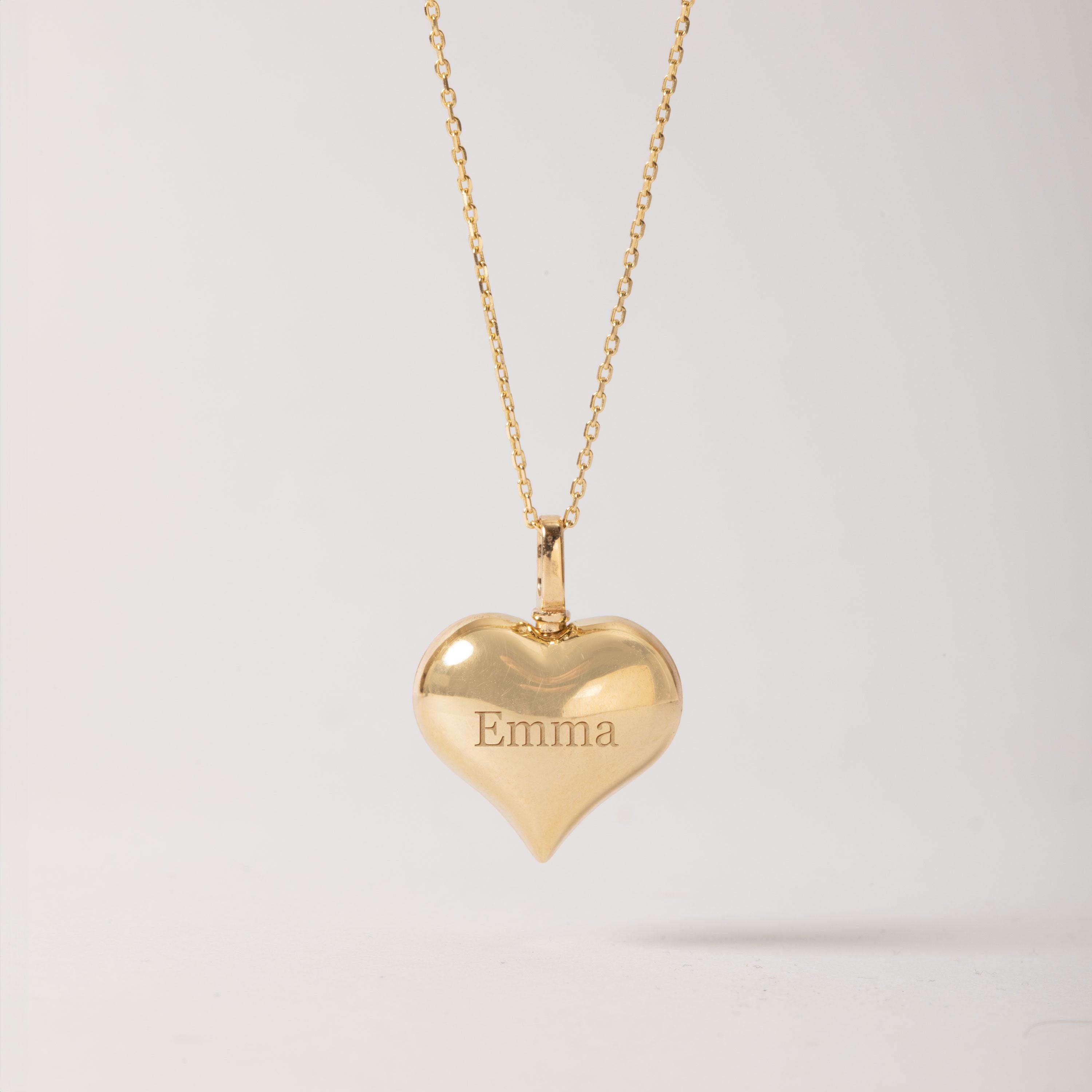 14K Solid Gold Heart Cremation Urn Necklace - Ash Holder Memorial Pendant, Custom Name Initial Date Engraving, Keepsake for Human or Pet
