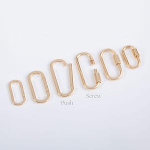 Solid Gold Charm Holder, Oval Pendant Connector, Elongated Enhancer Hoop Lock For Necklace