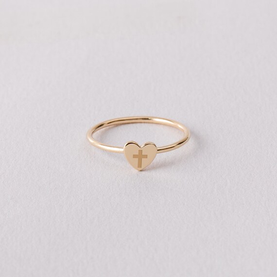 Cross heart ring deals