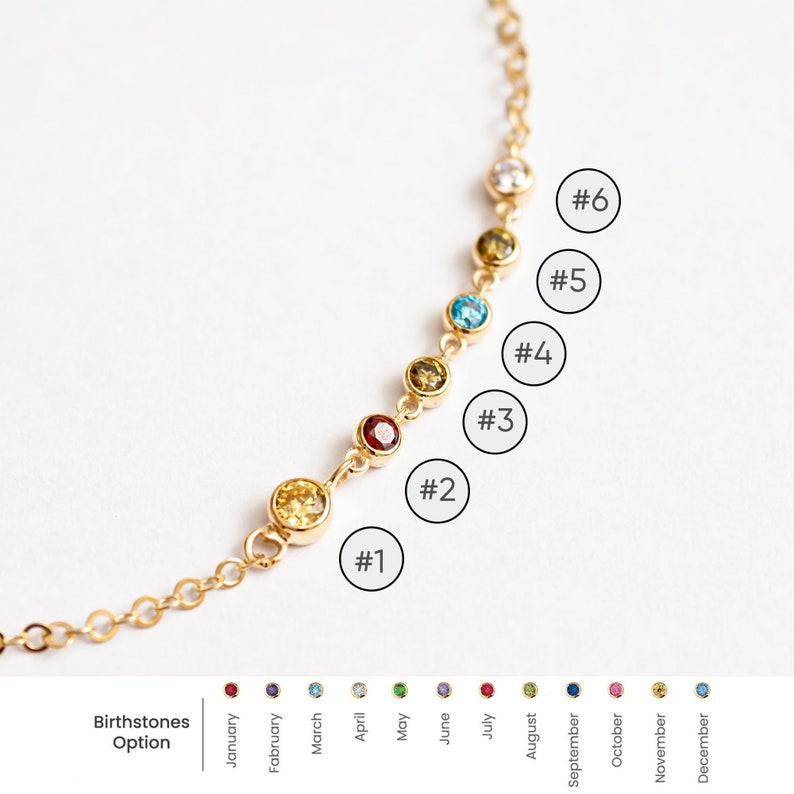 14K Solid Gold Trio Birthstone Bracelet, Real Solid Gold Lady's Dainty Bracelet, Minimalist Bracelet, Custom Birthstone Gold Chain Bracelet image 3