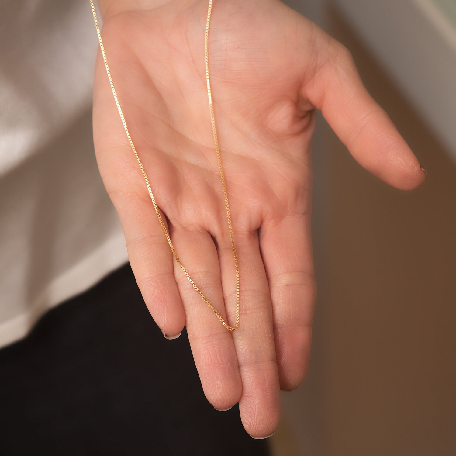 14k Yellow Solid Gold Box Chain Necklace - Etsy