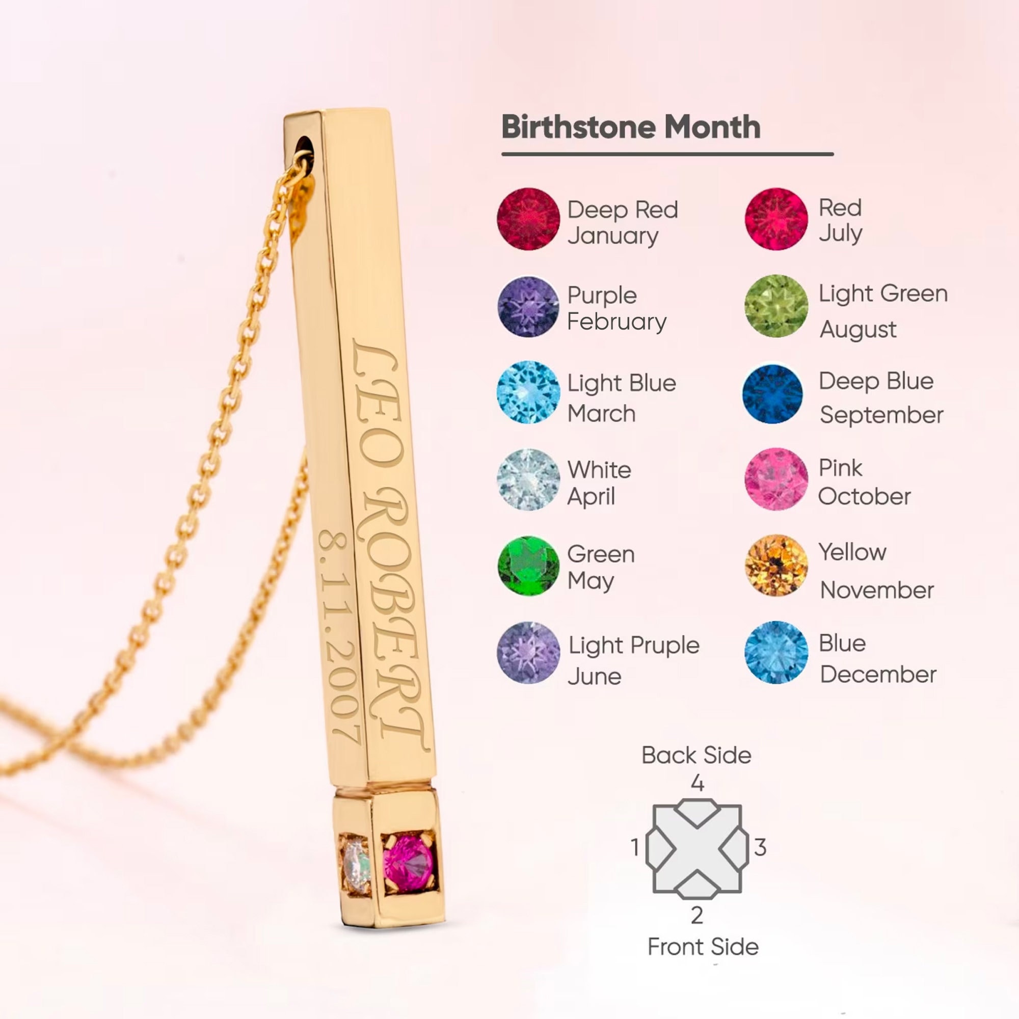 Personalized 3d Gold Bar Necklace