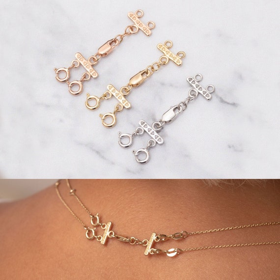  Didiseaon 2pcs Necklace Separator Necklet Multi Necklace Clasp  Jewelry Clasp Separator Bracelet Clasps and Closures Jewelry Accessories  Strand Slide Lock Clasps DIY Buckle Button Copper